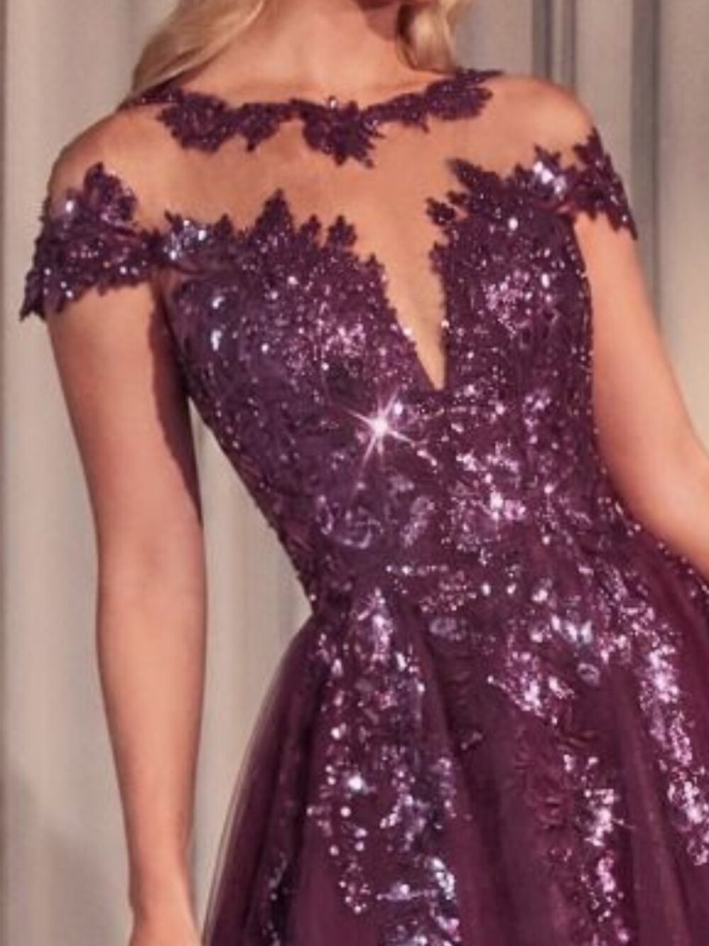 New Eggplant Sequins Embellished Formal Mother Of The Bride Tulle Gown CD A1475 - Picture 8 of 9